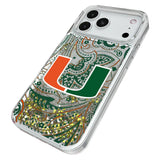 University of Miami Hurricanes Paisley Glitter Phone Case for Apple iPhone
