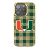 University of Miami Hurricanes Plaid Bling Phone Case for Apple iPhone