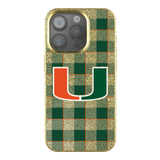 University of Miami Hurricanes Plaid Bling Phone Case for Apple iPhone