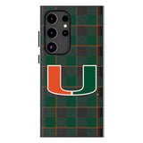 University of Miami Hurricanes Plaid MagSafe Compatible Phone Case for Samsung Galaxy