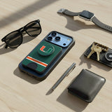 University of Miami Hurricanes Stripe PopSockets MagSafe-Compatible PopWallet+