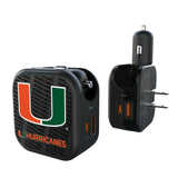 University of Miami Hurricanes Text Backdrop 2 in 1 USB A/C Charger