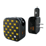 University of Michigan Wolverines Fashion Pattern 2 in 1 USB A/C Charger