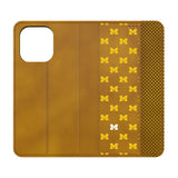University of Michigan Wolverines Fashion Pattern Folio Phone Case for Apple iPhone