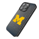 University of Michigan Wolverines Linen Black Bling Phone Case for Apple iPhone