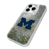 University of Michigan Wolverines Linen Glitter Phone Case for Apple iPhone