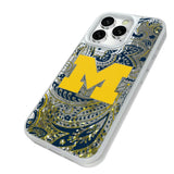 University of Michigan Wolverines Paisley Glitter Phone Case for Apple iPhone