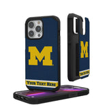 University of Michigan Wolverines Personalized Stripe Rugged Phone Case for Apple iPhone