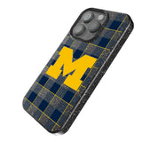 University of Michigan Wolverines Plaid Black Bling Phone Case for Apple iPhone