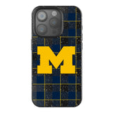 University of Michigan Wolverines Plaid Black Bling Phone Case for Apple iPhone