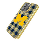 University of Michigan Wolverines Plaid Bling Phone Case for Apple iPhone