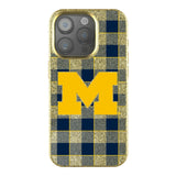 University of Michigan Wolverines Plaid Bling Phone Case for Apple iPhone
