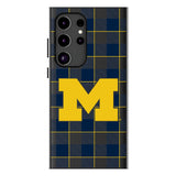 University of Michigan Wolverines Plaid MagSafe Compatible Phone Case for Samsung Galaxy