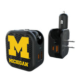 University of Michigan Wolverines Text Backdrop 2 in 1 USB A/C Charger