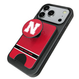 University of Nebraska Huskers Block N Personalized Endzone Solid PopSockets MagSafe-Compatible PopWallet+