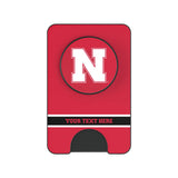 University of Nebraska Huskers Block N Personalized Endzone Solid PopSockets MagSafe-Compatible PopWallet+