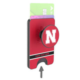 University of Nebraska Huskers Block N Personalized Endzone Solid PopSockets MagSafe-Compatible PopWallet+