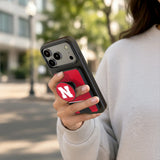 University of Nebraska Huskers Block N Personalized Endzone Solid PopSockets MagSafe-Compatible PopWallet+