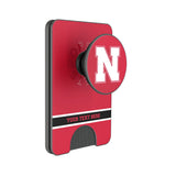 University of Nebraska Huskers Block N Personalized Endzone Solid PopSockets MagSafe-Compatible PopWallet+