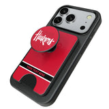University of Nebraska Huskers Personalized Endzone Solid PopSockets MagSafe-Compatible PopWallet+