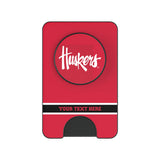 University of Nebraska Huskers Personalized Endzone Solid PopSockets MagSafe-Compatible PopWallet+