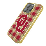 University of Oklahoma Sooners Plaid Bling Phone Case for Apple iPhone