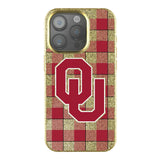 University of Oklahoma Sooners Plaid Bling Phone Case for Apple iPhone