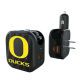 University of Oregon Ducks Text Backdrop 2 in 1 USB A/C Charger