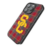 University of Southern California Trojans Plaid Black Bling Phone Case for Apple iPhone