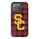 University of Southern California Trojans Plaid Black Bling Phone Case for Apple iPhone