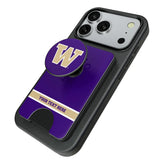 University of Washington Huskies Personalized Endzone Solid PopSockets MagSafe-Compatible PopWallet+