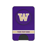 University of Washington Huskies Personalized Endzone Solid PopSockets MagSafe-Compatible PopWallet+