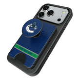 Vancouver Canucks Personalized Endzone Solid PopSockets MagSafe-Compatible PopWallet+