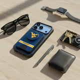 West Virginia University Mountaineers Stripe PopSockets MagSafe-Compatible PopWallet+