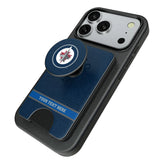 Winnipeg Jets Personalized Endzone Solid PopSockets MagSafe-Compatible PopWallet+