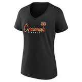 Women's Fanatics Black Cincinnati Bengals Shine Time V-Neck T-Shirt