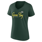 Green Bay Packers Fanatics Women's Shine Time V-Neck T-Shirt