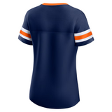 Women's Denver Broncos Fanatics Navy Bling Athena Jersey Style Lace-up T-Shirt