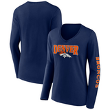 Fanatics Women's Royal Denver Broncos Wordmark Long Sleeve V-Neck T-Shirt