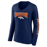 Fanatics Women's Royal Denver Broncos Wordmark Long Sleeve V-Neck T-Shirt