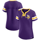 Minnesota Vikings Fanatics Women's Bling Athena Jersey Style Lace-up T-Shirt - Purple