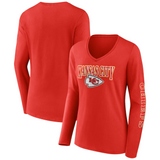 Women's Fanatics Kansas City Chiefs Wordmark Long Sleeve V-Neck T-Shirt