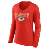 Women's Fanatics Kansas City Chiefs Wordmark Long Sleeve V-Neck T-Shirt