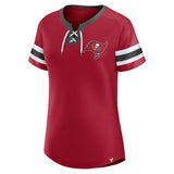 Women's Tampa Bay Buccaneers Fanatics Navy Bling Athena Jersey Style Lace-up T-Shirt
