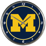 Michigan Wolverines Round Chrome Wall Clock