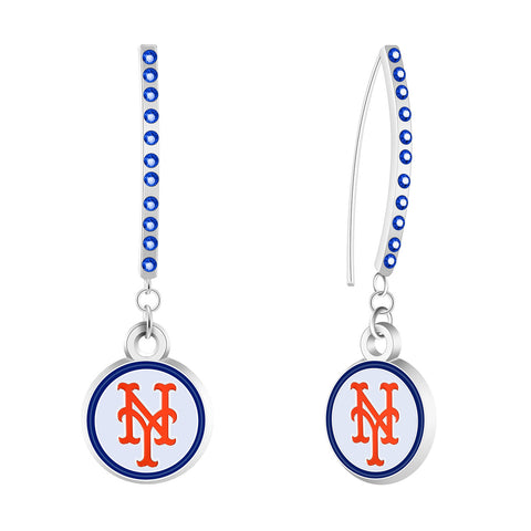 New York Mets Rhinestone Vertical Earrings