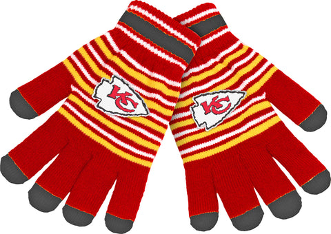 Kansas City Chiefs Striped Stretch Knit Gloves