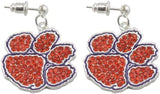 Clemson Tigers Rhinestone Logo Dangle Earrings