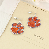 Clemson Tigers Rhinestone Logo Dangle Earrings