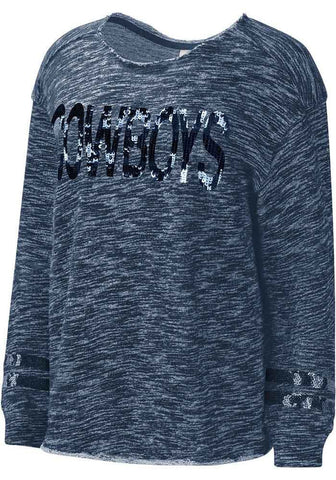 Dallas Cowboys Women's Navy-Blue Ground Rule Crew Sweatshirt